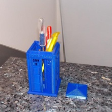 police box pencil holder tardis home police force stall whoa late potty 3d print model - Mito3D