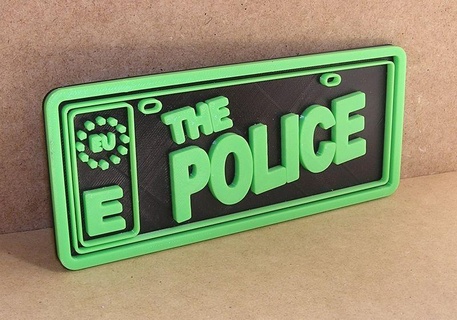 police mini license plate logo poster sign signboard europe music group matricula 3d print model - Mito3D