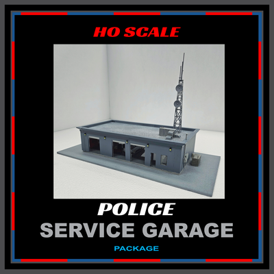 police service garage 1 87 scale ho mechanic shop city tools car lift work bench auto scenery diorama model railroad vehicle repair 3d print model - Mito3D