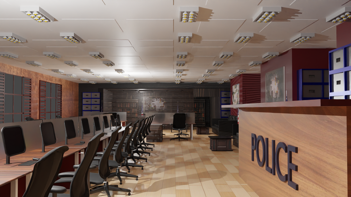 police station office government public facility room webtoon background sketchup manga imazins dontdraw policeofficer criminal security 3d print model - Mito3D