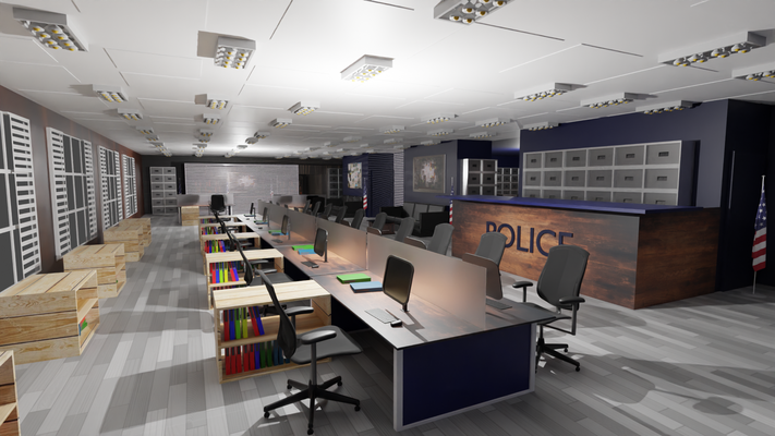 police station office government public facility room webtoon background sketchup manga imazins dontdraw policeofficer criminal security crime 3d print model - Mito3D