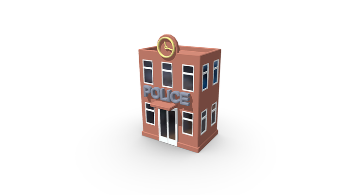 police station building city city-assets game game-assets toy-art places city-props cityscene architecture poly house home toy houses apartment showroom store 3d print model - Mito3D