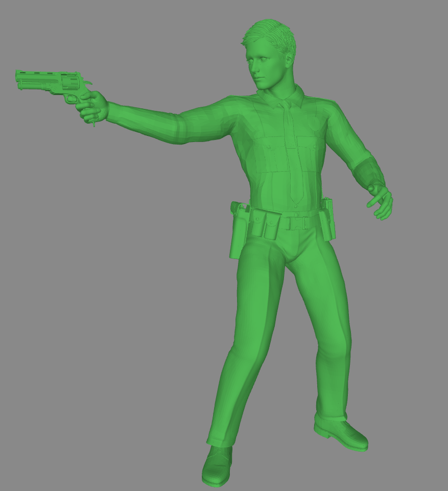 poliziotto polizia uomo accessorio 72mm figura sparare ufficiale pistola 3D print model - Mito3D
