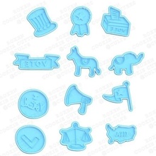 political usa cookie cutter set 12 stamp cookies cook home cithen cutters voring republican american historical hat animal 3d print model - Mito3D