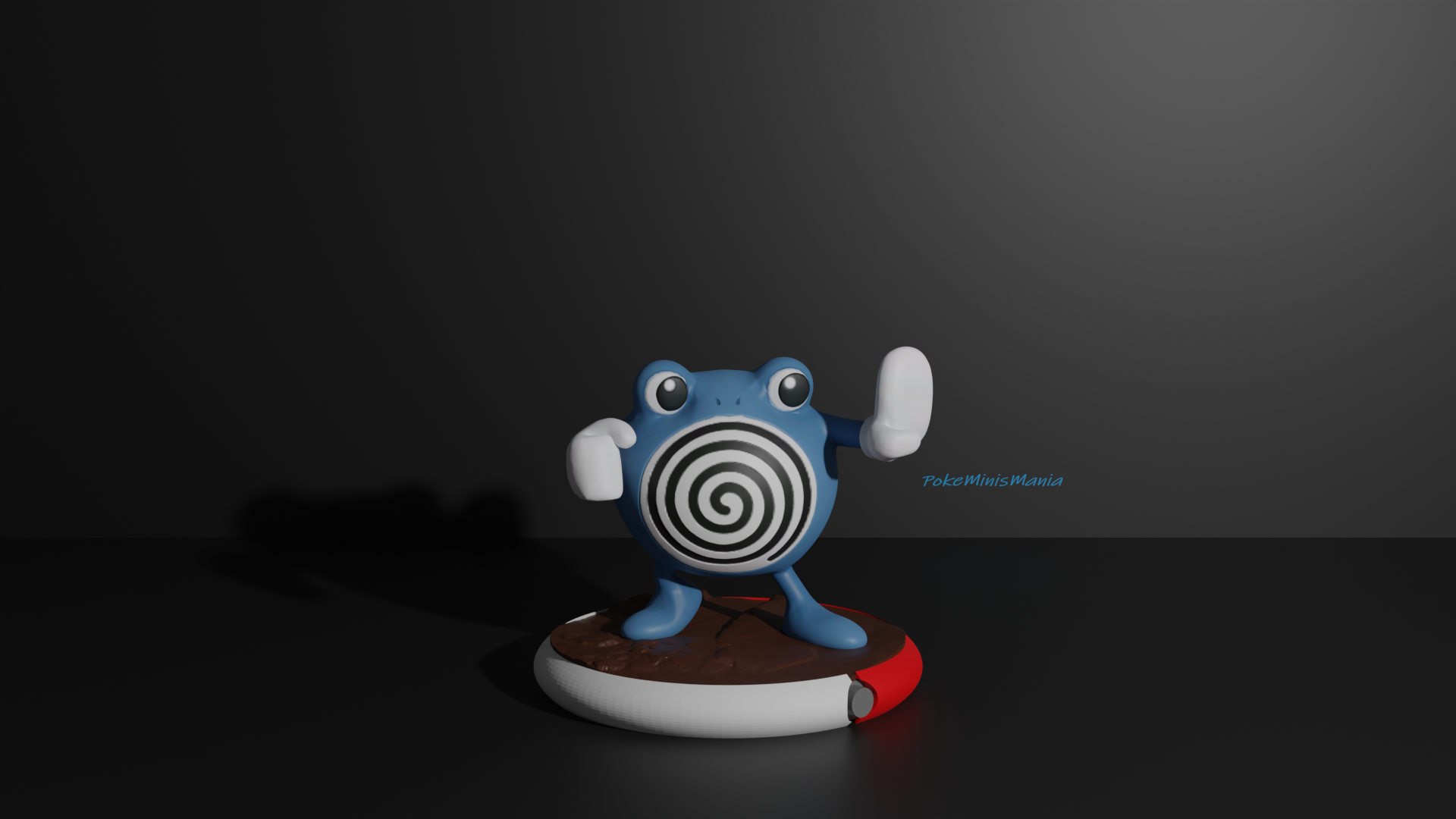 poliwhirl Pokemon 3d Stampa modello poliwag educato poliwrath rana combattimento acqua girino ipnosi mostro pokedex pokeball cenere Pikachu eevee 3D print model - Mito3D