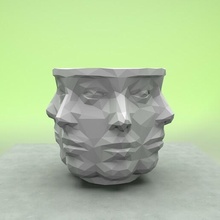 poly polyhead pot faible art Accueil maison jardin planteur visage 3d print model - Mito3D