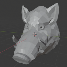 poly boar head low animal pig sanglier 3d print model - Mito3D