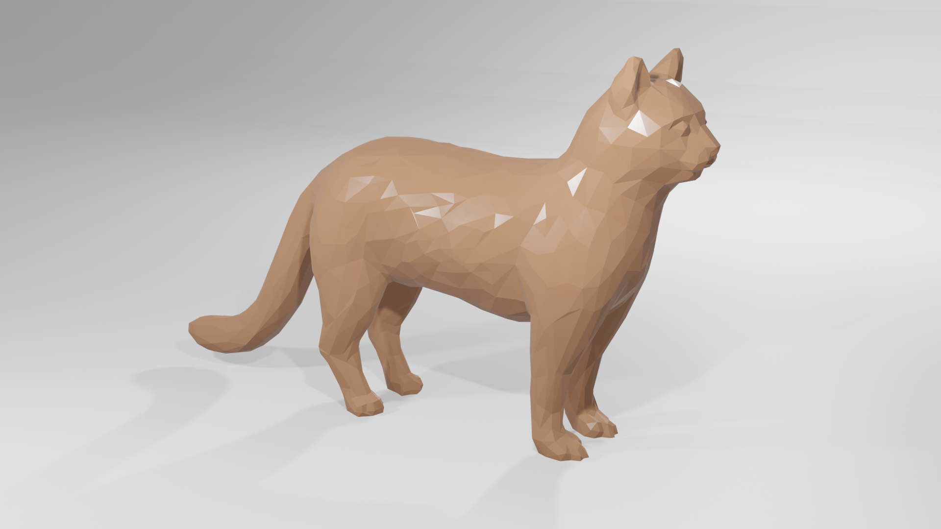poly cat animal lowpoly 3D print model - Mito3D