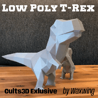 poly dinosaur t-rex Art low tyrannosaurs cute friendly 3d print model - Mito3D