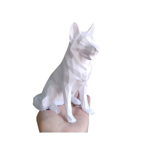 poly dog german shepherd low geometrico statue 3D print model - Mito3D
