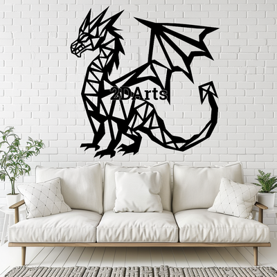 poly dragon 2d wall art window - digital stl & svg file home modern 3d printing laser cutting home decor cults3d download contemporary mythical creatures geometric design special occasions birthday gift housewarming tech-savvy fantasy unique ideas 3d print model - Mito3D