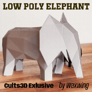 poli elefante arte Basso animale mammifero carina geometrico 3d print model - Mito3D