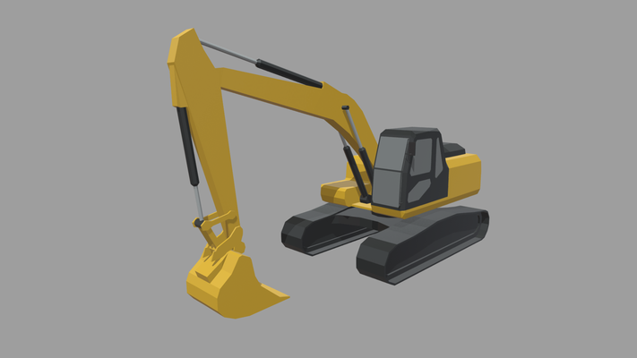 poly excavator design 01 game work mechanic construction toys diorama dozer technology engineering industrial machinery 3d print model - Mito3D