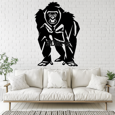 poly gorilla 2d wall art window - digital stl & svg file art geometric 3d printing laser cutting home decor cults3d download modern wildlife bold statement industrial contemporary animal-themed room birthday gift housewarming holiday unique 3d print model - Mito3D