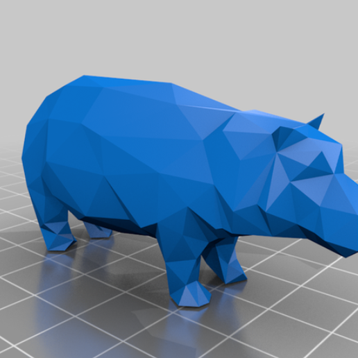 poly hippo 3d model animal 3D print model - Mito3D