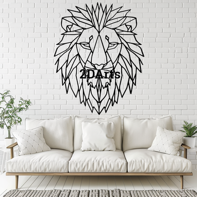 poly lion head 2d wall art window - digital stl & svg file art geometric 3d printing laser cutting home decor cults3d download modern wildlife bold statement industrial contemporary birthday gift anniversary holiday unique artistic diy projec 3d print model - Mito3D