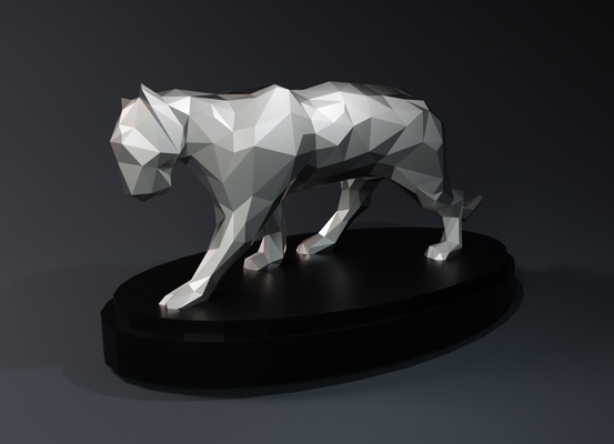 poly panther statue pantera wild selvagem feline felino mam fero mammal predador predator 3d print model - Mito3D