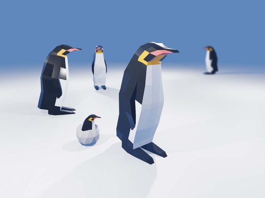 poly penguin animal statue figure 3d print model - Mito3D
