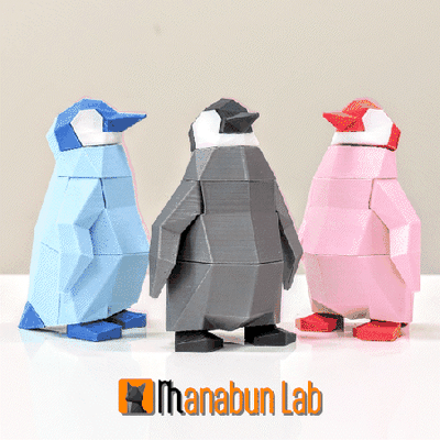 poly penguin chick puzzle art art magnet pingu ornament toy animal figurine 3d print model - Mito3D