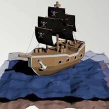 poly ship pirates low 3d print model - Mito3D