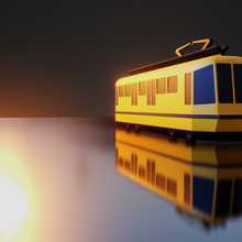 poli tram giallo Giochi animazioni gratuito 3d Stampa architettura lowpoly treno binari stazione Metro bambini giocattoli modello 3d print model - Mito3D
