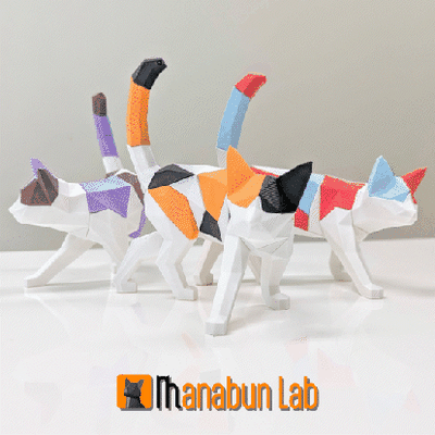 escuela politécnica caminando gato rompecabezas arte imán calicó ornamento juguete animal figurilla lindo kawaii 3d print model - Mito3D