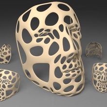 tek çokgen maske voronoi tarzı kalın düz dipli duvarlı sanat heykeller 3d print model - Mito3D