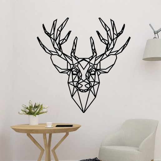 polygonal deer head 2d decor art wall decoration 3d panel 3D print model - Mito3D