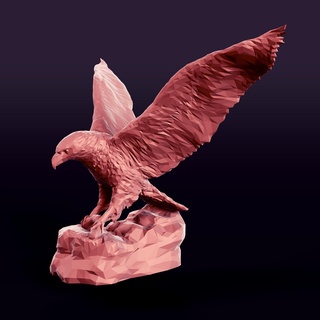 poligonal águila figurilla Arte animal dibujos animados estilo escultura plano diseño escuela politécnica impresión esculpir lowpoly polígono pájaro halcón estatua 3d print model - Mito3D