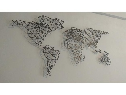 polygonal world map wall decor card continent geometry 3d print model - Mito3D