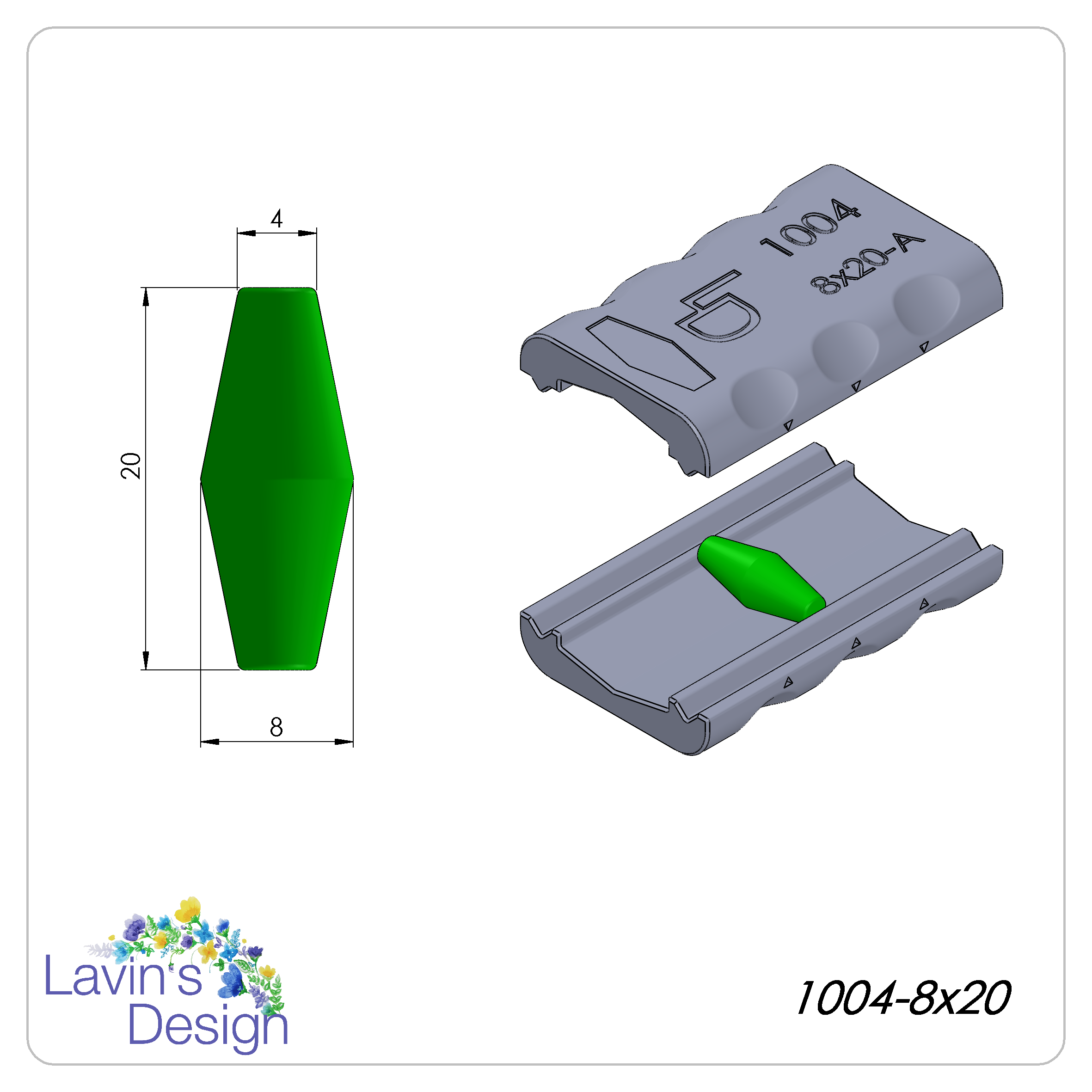 polimer kil boncuk rulman bikon şekil led1004 8x20 doku kesici 3D print model - Mito3D