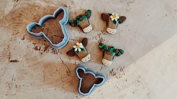 polymer clay cutter - cow head animal jewelry earrings cute handmade 3d print model - Mito3D