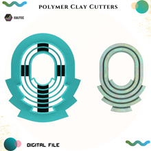polymer clay cutter 4 size 2 cut versions oval lines internal euliteccom jewelry indie minimalist fashion stl organic shape 3d print model - Mito3D