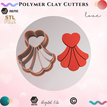 polymer clay cutter 5 sizes hearts scalloped euliteccom jewelry indie minimalist valentine day valentine's 14 february organic shape 3d print model - Mito3D