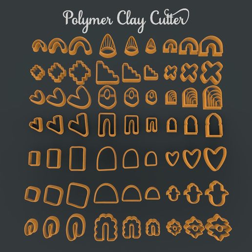 polymer clay cutter bohemian bundle 21 designs 3 sizes jewelry boho set organic 3D print model - Mito3D