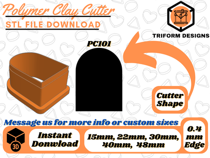 polymer clay cutter door 5 sizes digital stl file 3d printing arch jewel minimalist indie organic fashion triform designs 3d print model - Mito3D