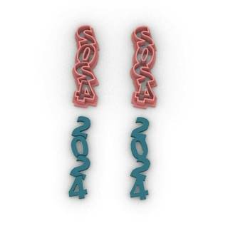 polymer clay cutter earrings 2024 Jewelry new year happy cutting christmas merry 3d print model - Mito3D