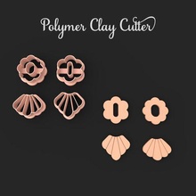 polymer clay cutter flowers scallops jewelry flower scallop set fresh 3d print model - Mito3D