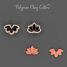 polymer clay cutter lotus - flower jewel earrings half floral 3d print model - Mito3D
