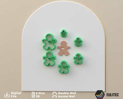polymer clay cutter magnificent gingerbread man 6 sizes 2 cut versions digital stl file 3d printer euliteccom cc copyrighted license Jewelry indie minimalist fashion jewel arch organic eulitec 3d print model - Mito3D
