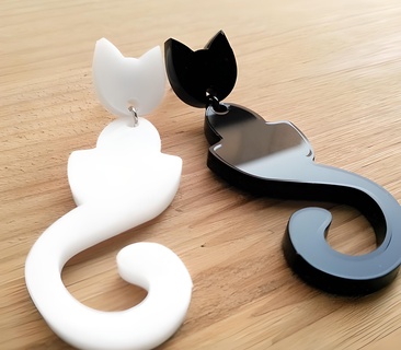 polymer clay cutter semi abstract cat x3 sizes cats poolimerica costume jewelry cutt cutting earrings 3d print model - Mito3D
