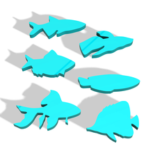 polymer clay cutters fish silhouettes x6 designs 3d print model - Mito3D