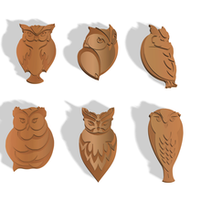 polymer clay cutters owls x6 designs 3d print model - Mito3D