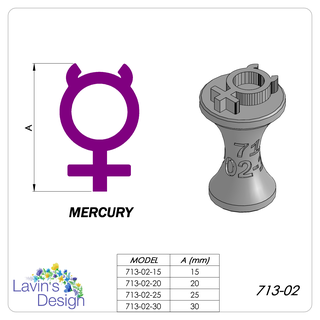 polymer clay stamp mercury symbol 4 sizes led713-02 clay texture polymer clay clay cutter clay tool clay stamp stamp mercury stamp ceramic stamp embossing stamp  3d print model - Mito3D