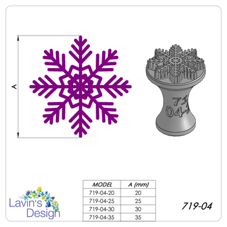 Polymer Lehm Stempel Schneeflocke Weihnachten 4sizes led719 04 Textur Cutter Werkzeug 3d print model - Mito3D