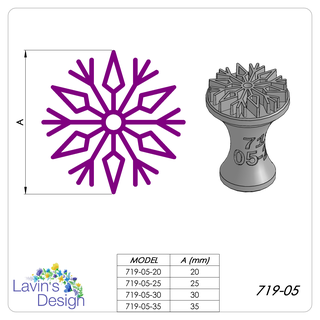 Polymer Lehm Stempel Schneeflocke Weihnachten 4sizes led719 05 Textur Cutter Werkzeug 3d print model - Mito3D