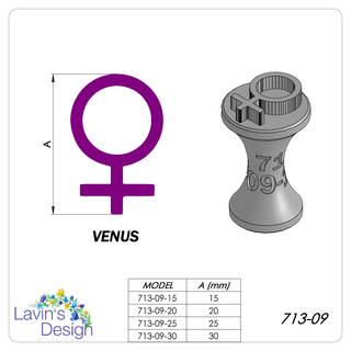 polimer kil pul Venüs sembol 4 boyutları led713 09 doku kesici araç seramik kabartma 3d print model - Mito3D