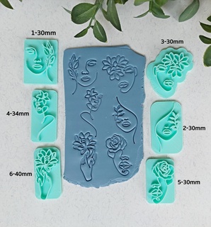 polymer clay stamps female floral face cutters embosse stamp design 3d print model - Mito3D