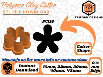 polymer clay stud cutter flower 5 sizes digital stl file 3d printing organic arch jewel fashion minimalist indie triform designs 3d print model - Mito3D