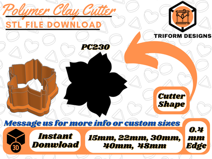 polymer clay stud cutter lotus 5 sizes digital stl file 3d printing organic arch jewel fashion minimalist indie triform designs 3d print model - Mito3D